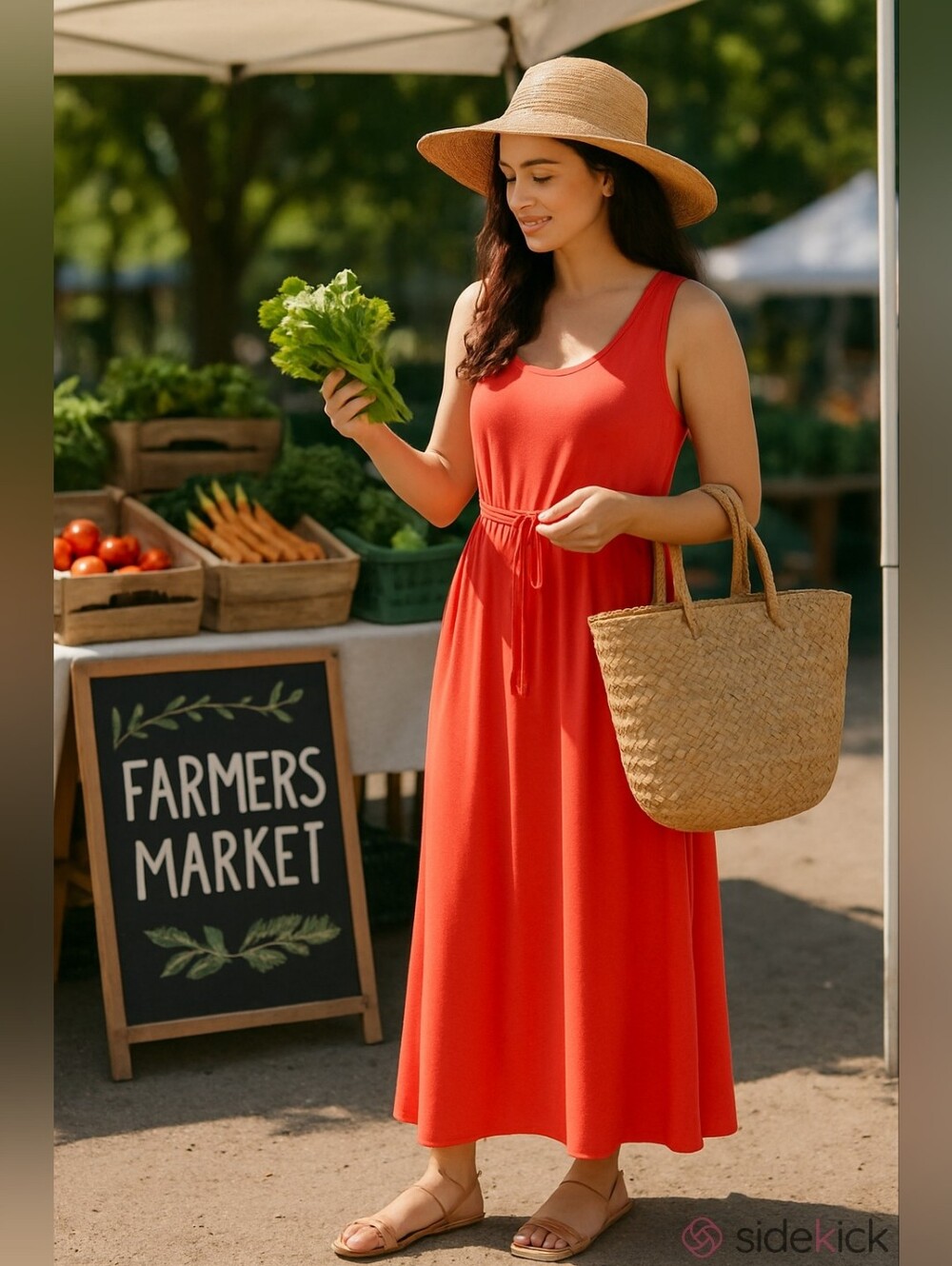 Cynthia Rowley Maxi Dress Casual Red Orange Drawstring Waist 1X Minimalist Chic